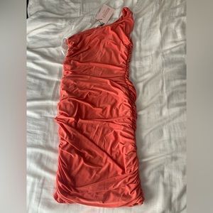 Misguided Orange Slinky Dress in size Small